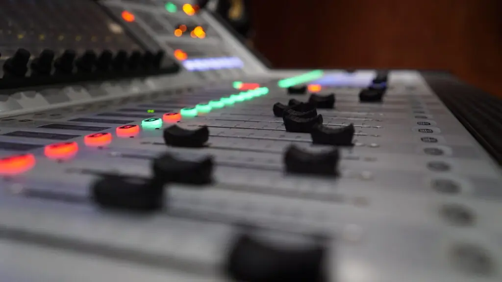 Recording Desk at Powerhouse Studios, with volume sliders