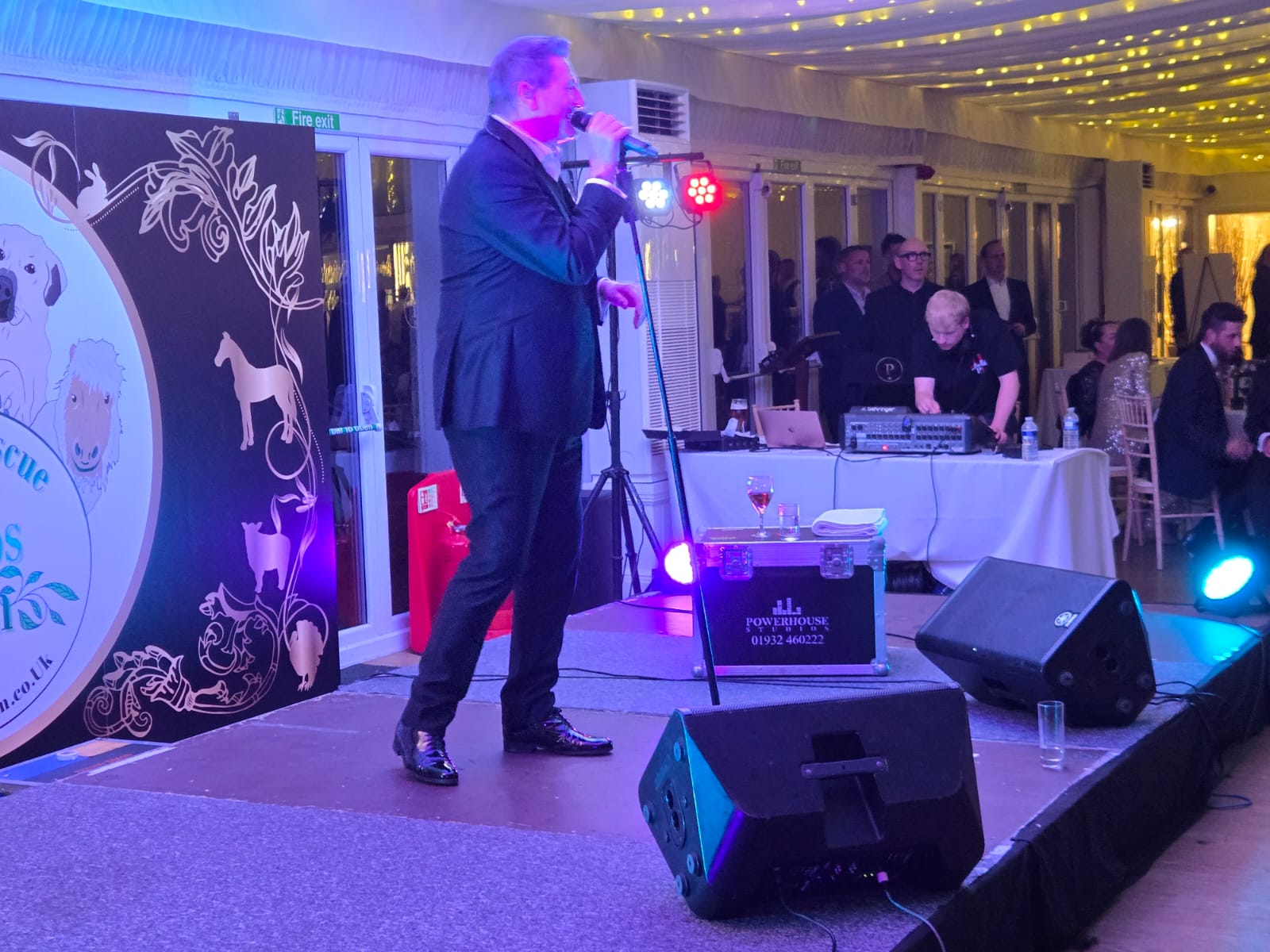 Tony Hadley singing on a stage, with live sound done by Powerhouse