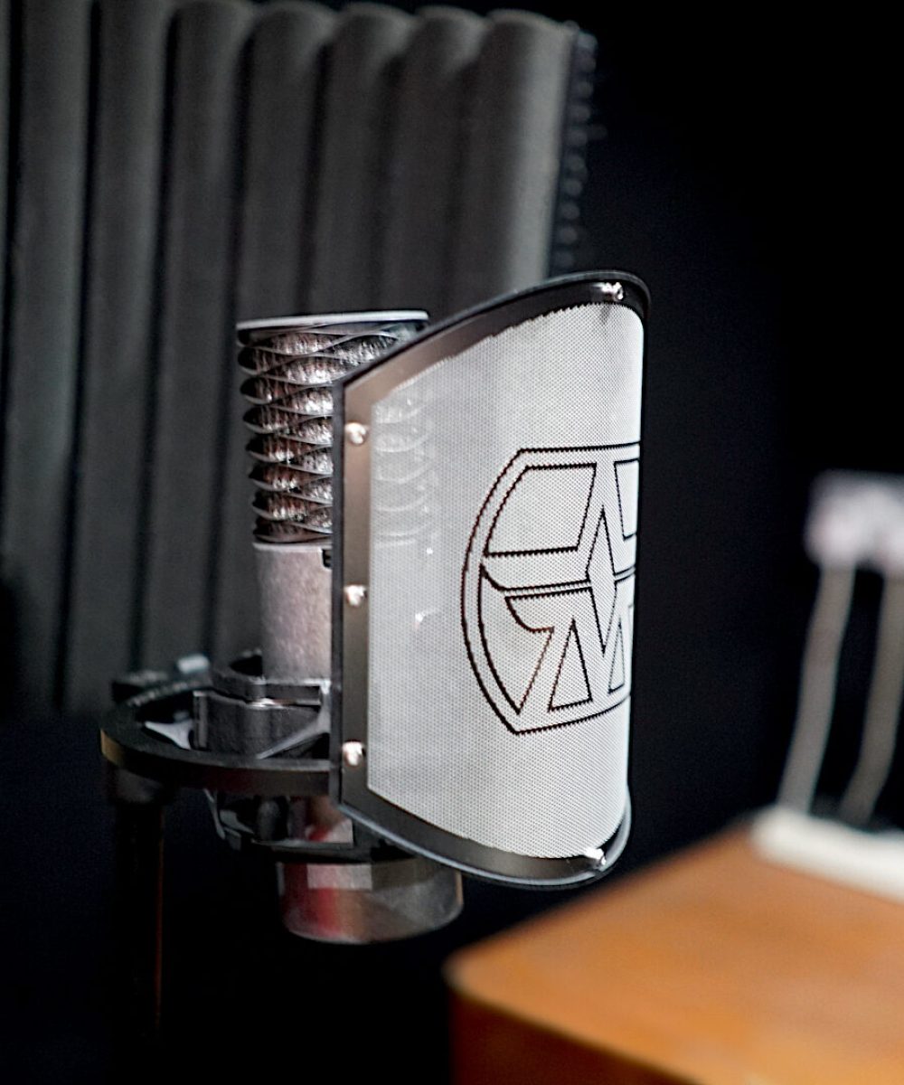 Powerhouse Studios ASTON MIC Vocal Booth Aston Origin Microphone in the vocal booth at Powerhouse Studios