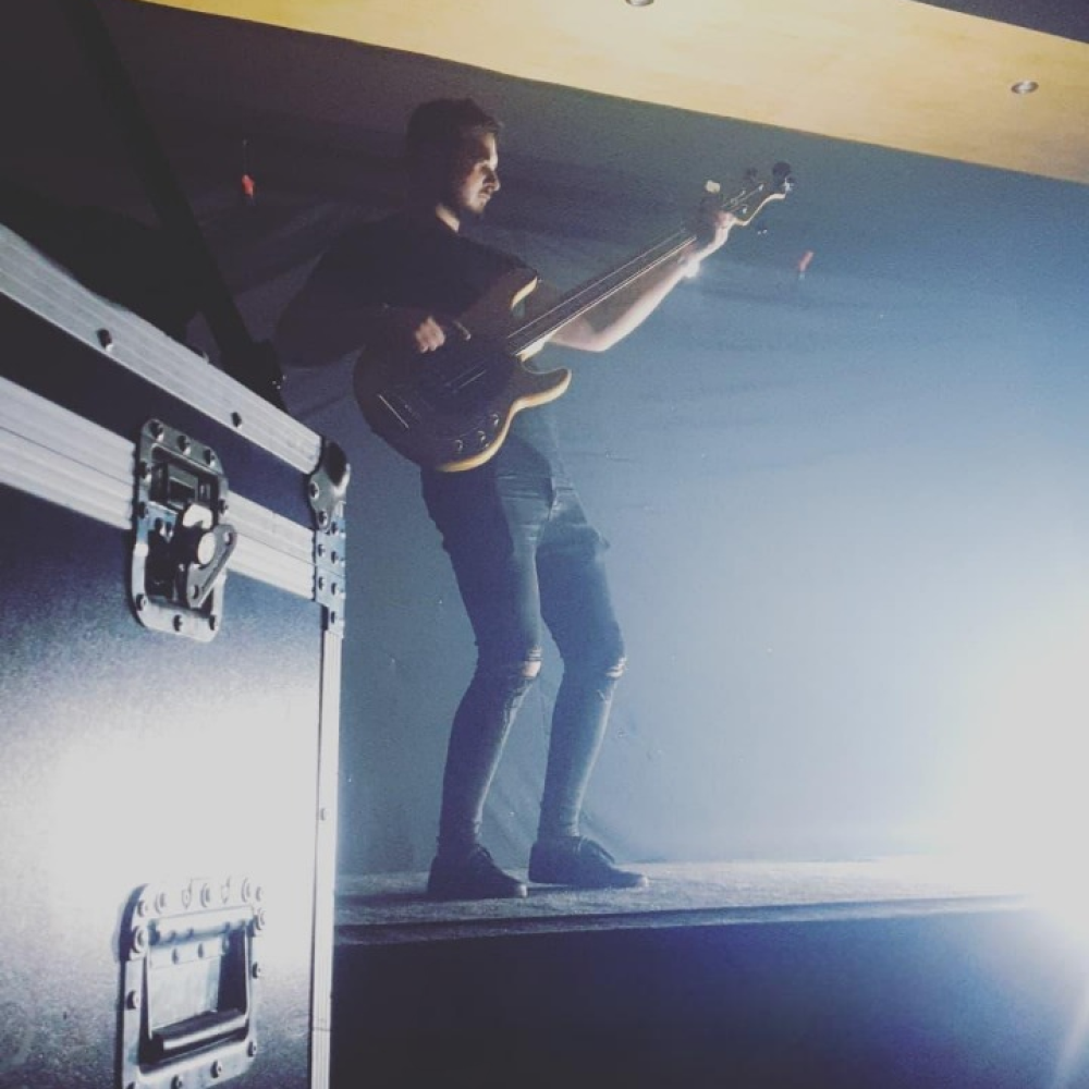 Bass Showreel recording Original Artists Bass player doing a video recording in room 6 at Powerhouse Studios