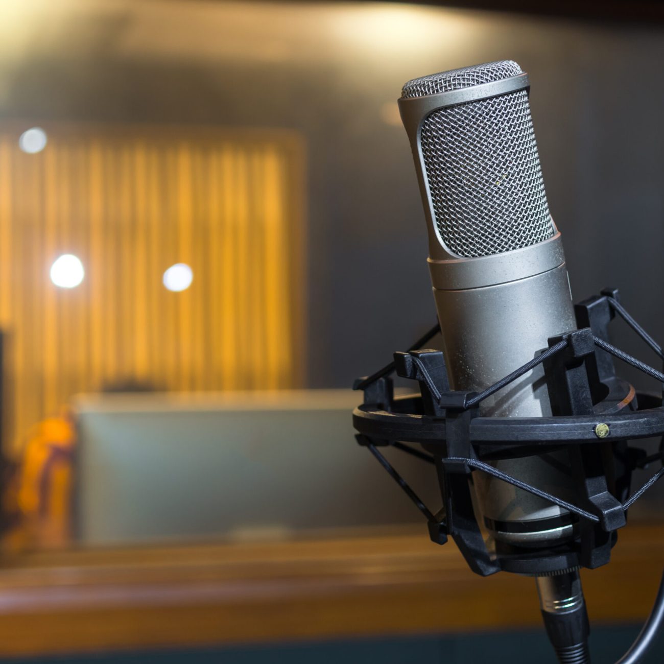 Professional condenser studio microphone at Powerhouse Studios
